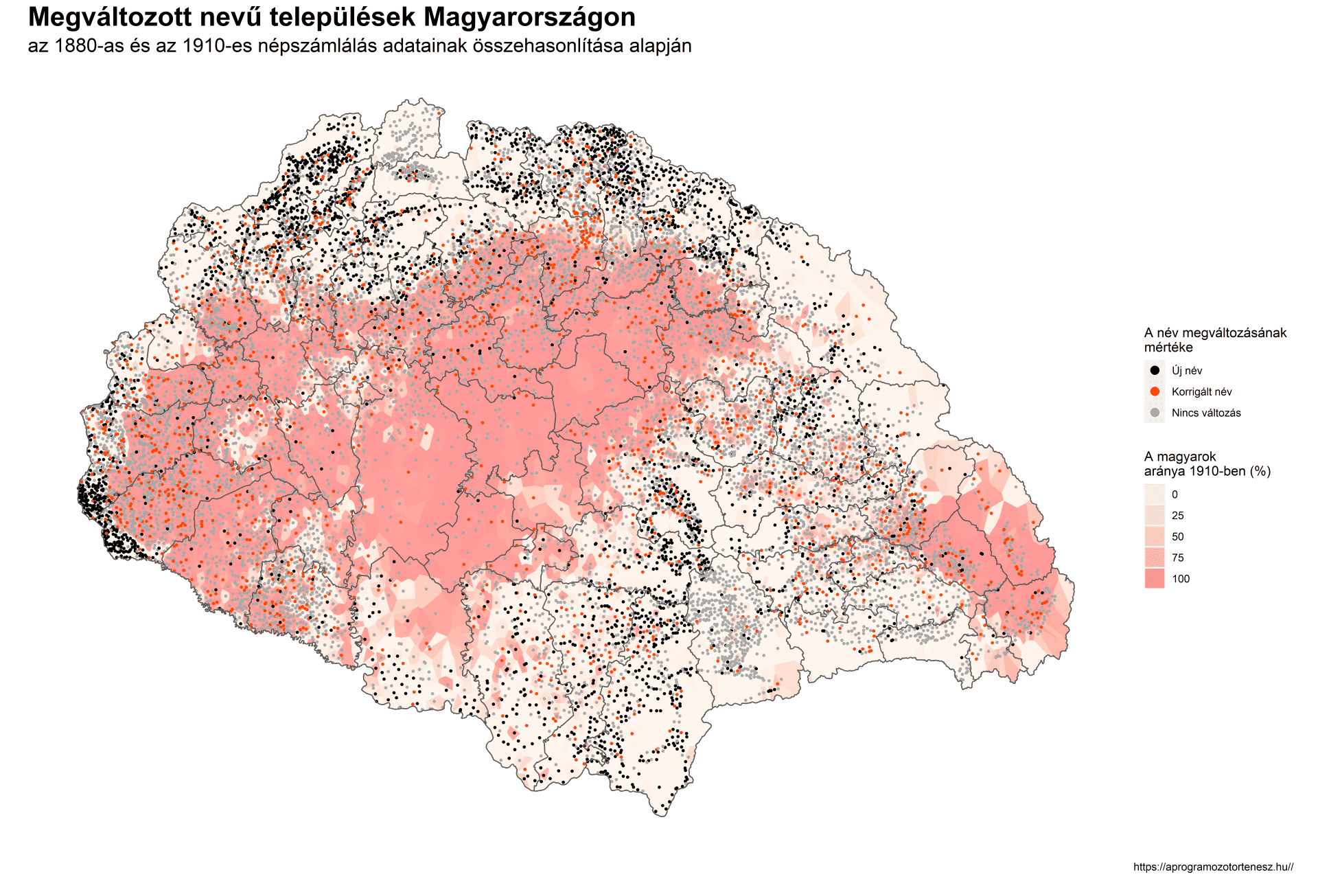 Megváltozott nevű települések Magyarországon az 1880-as és az 1910-es népszámlálás adatainak összehasonlítása alapján